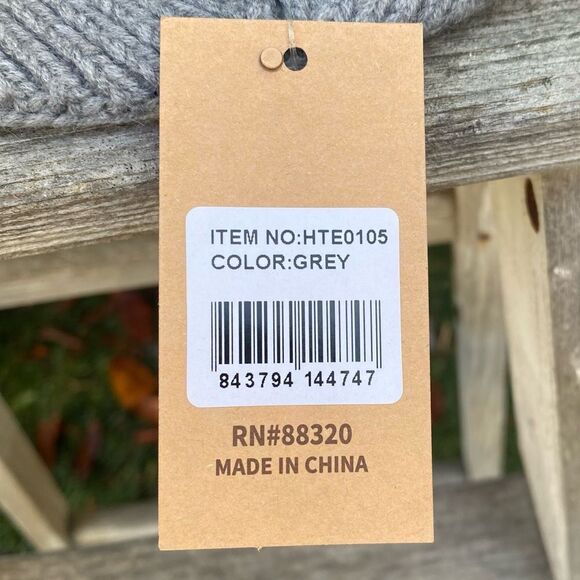 NWT New C.C. Grey Fuzzy Beanie/Hat w/Laser Engraved Non-Branded Chanel Patch OS - Picture 8 of 9